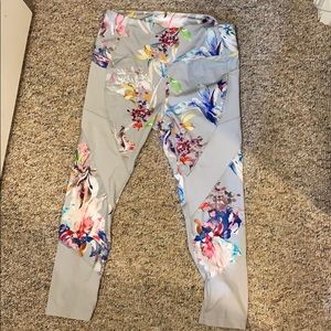 Floral Gray and Rainbow Leggings